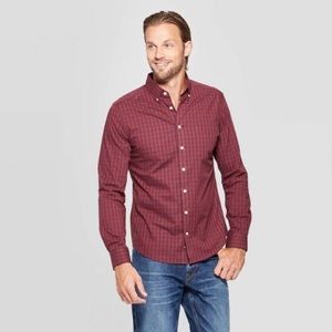 NWT Long Sleeve Button Down Shirt Deep Red Men XXL